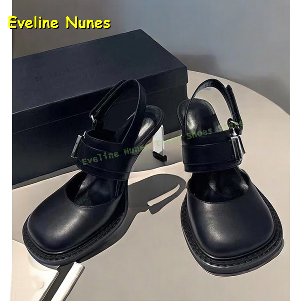 Mule Slip On - Sandalias de tacón grueso con correa