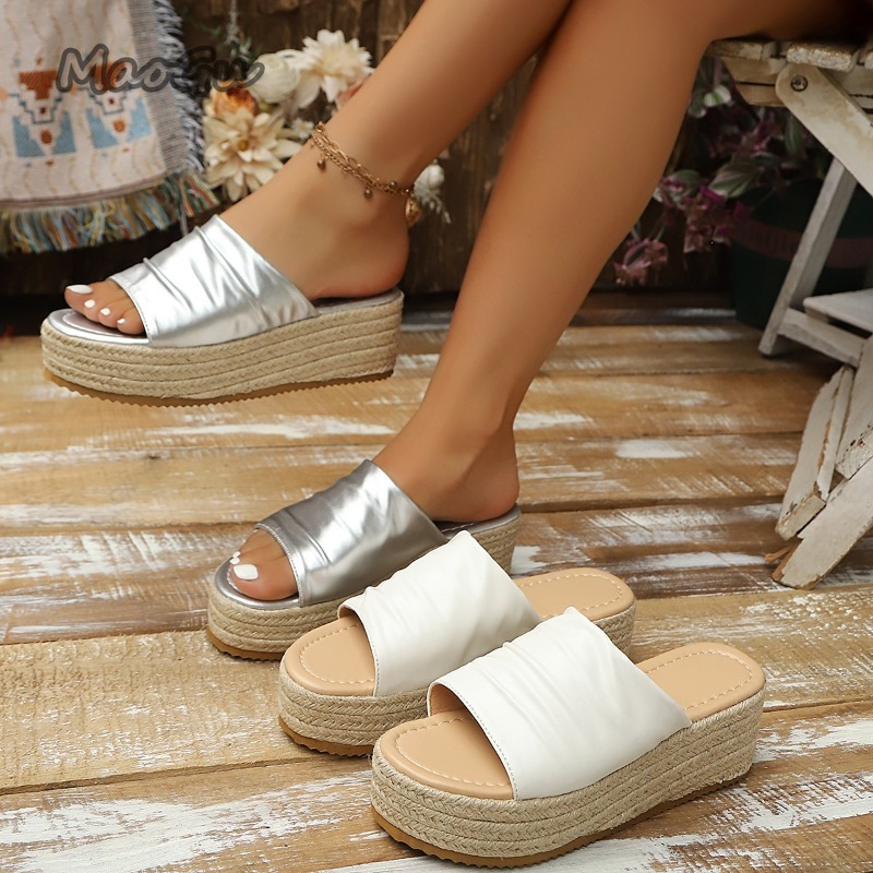 Espadrille Wedge Shoes - Sandalias de cuña con plataforma y