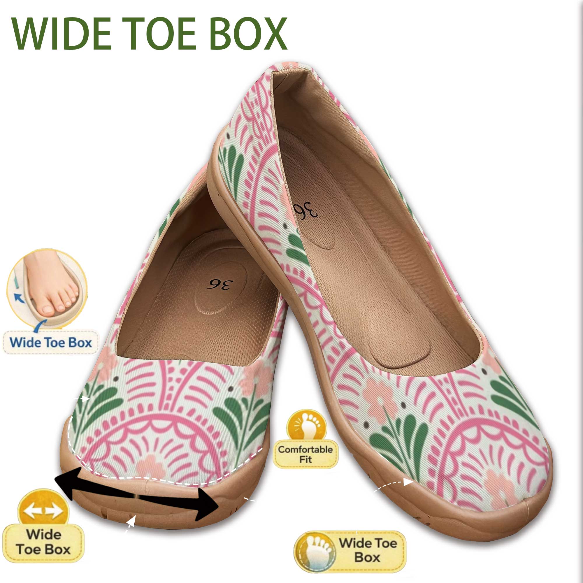 Women'S Shoes For Wide Feet - Zapatos de Mujer Estilo Bohemio de