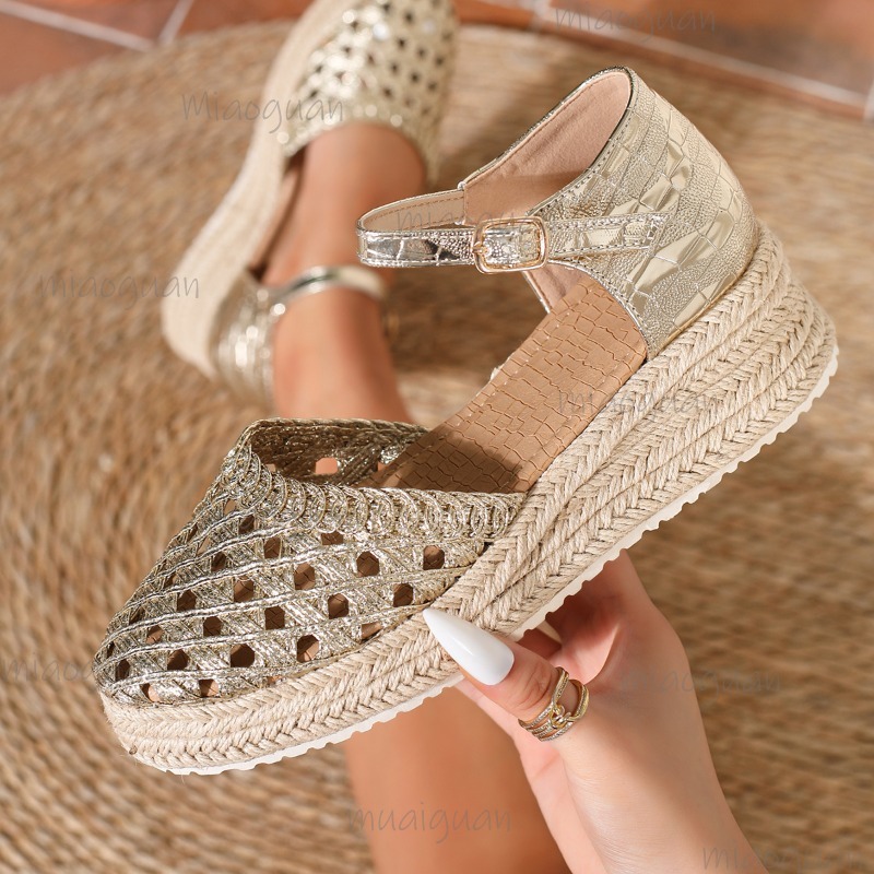 Sandalias de cuña de esparto t - Espadrille Wedge Shoes reseña y precio