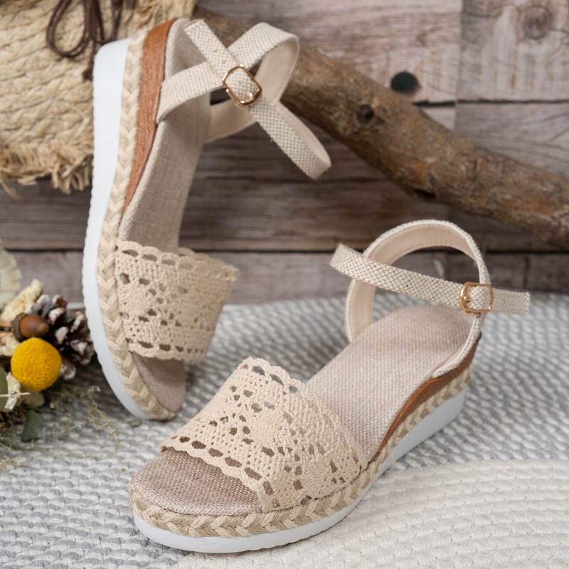 Sandalias de cuña de encaje pa - Espadrille Wedge Shoes reseña y precio