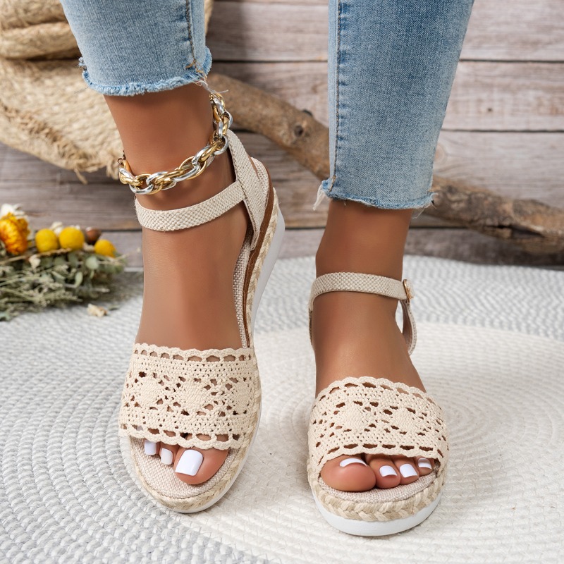 Sandalias de cuña de encaje pa - Espadrille Wedge Shoes reseña y precio