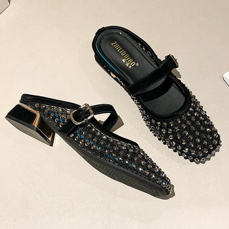 Zapatillas de tacón grueso con - Mule Slip On reseña y precio