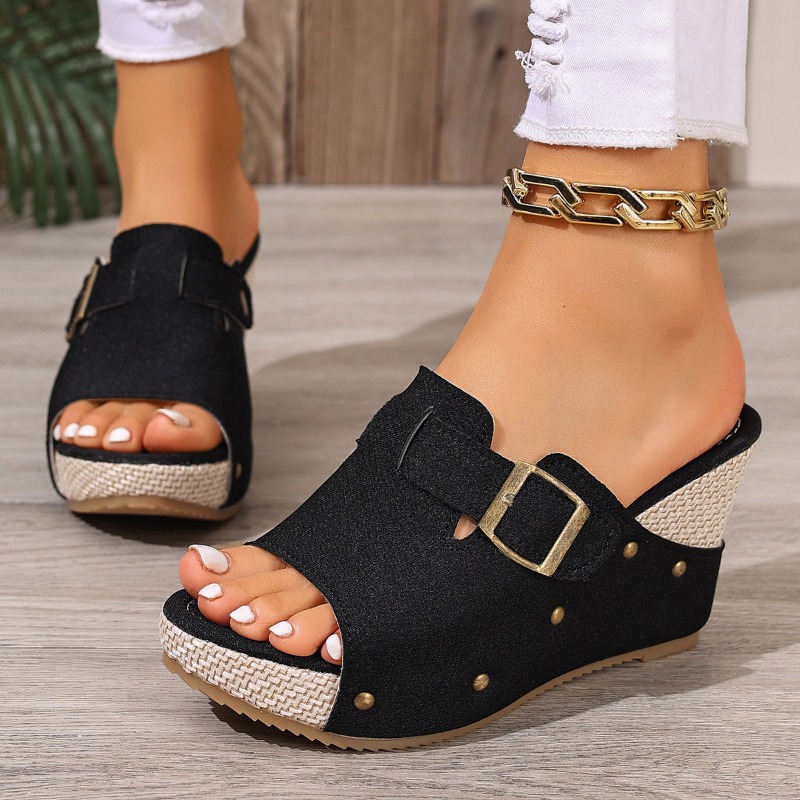 Sandalias de plataforma con cu - Espadrille Wedge Shoes reseña y precio