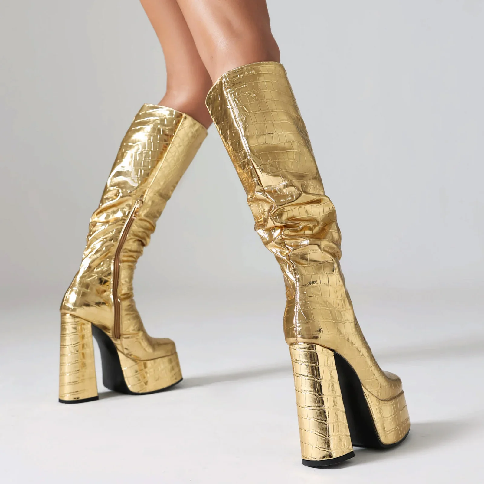 Botas hasta la rodilla con pla - Zip Up Boots Short reseña y precio