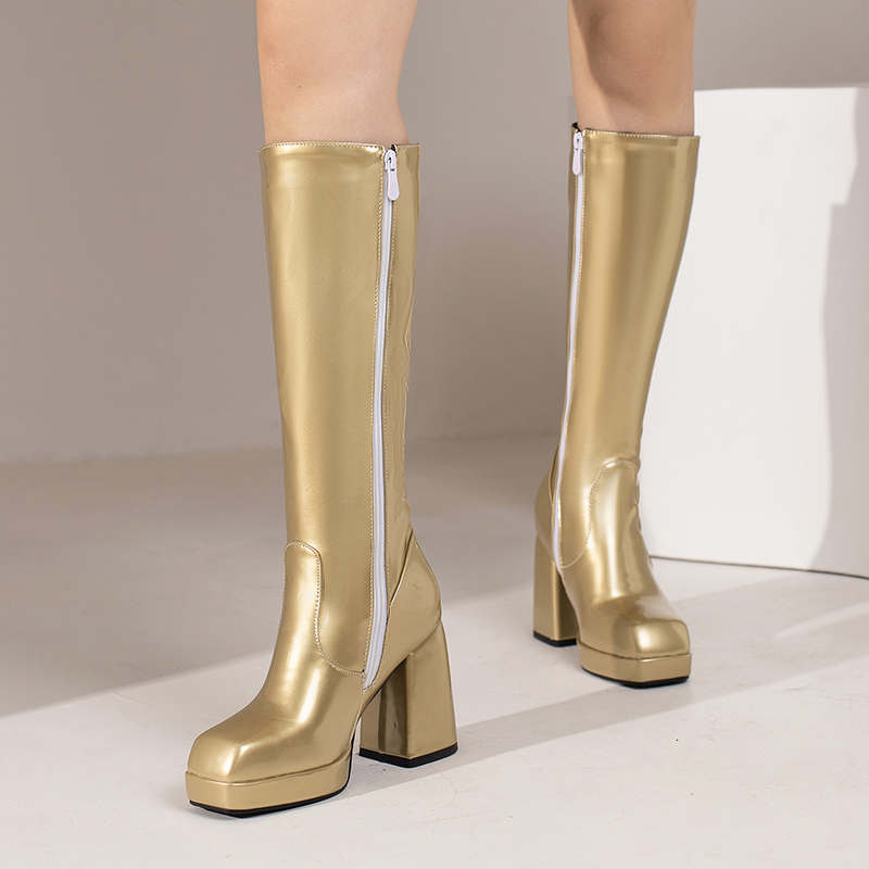 Botas hasta la rodilla con pla - Zip Up Boots Short reseña y precio